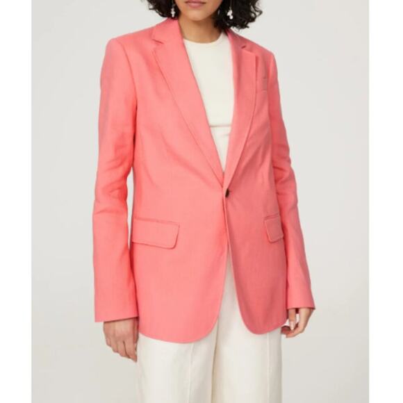 A.L.C. Size 0 Coral Donovan Linen Blend Blazer Jacket Preppy Heritage Old Money - Picture 1 of 14